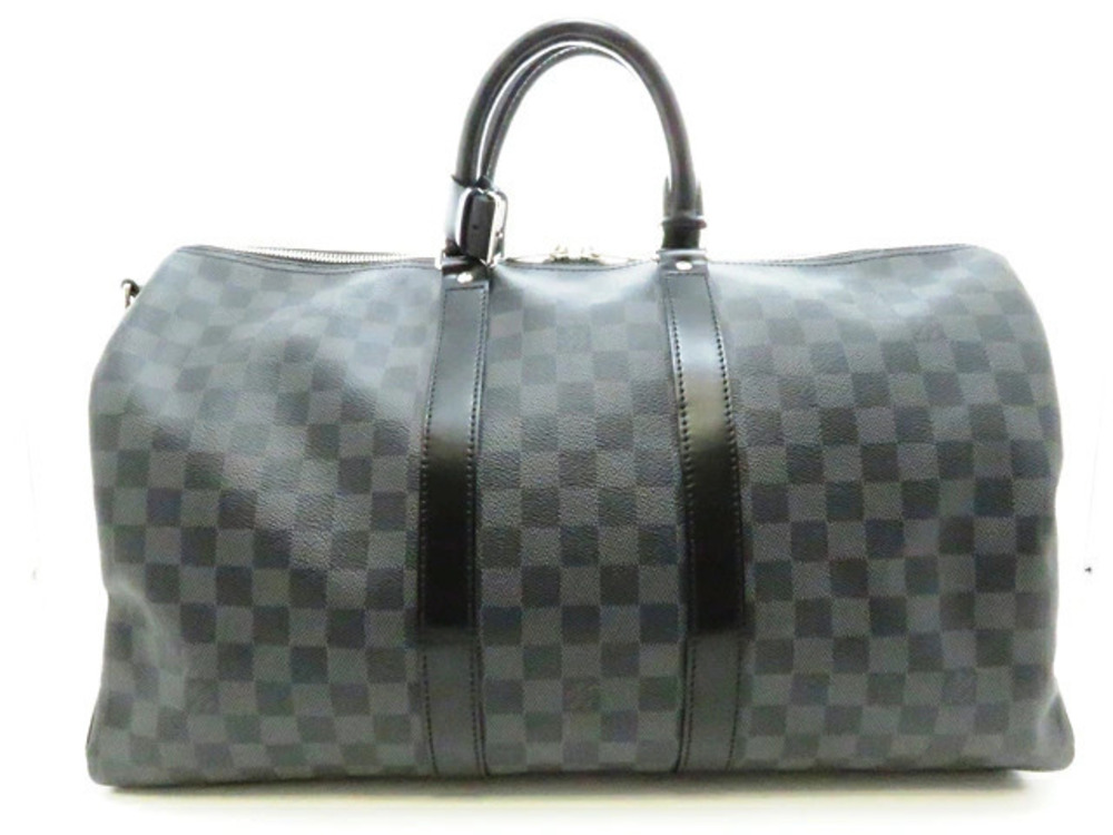 LOUIS VUITTON Bag Boston Keepall Bandouliere Damier Graphite Black